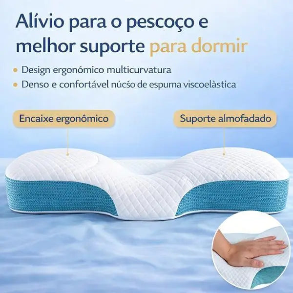 Travesseiro Cervical Tomi, sono confortável, espuma de memória ergonômica