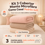 Kit 3 Cobertor Manta Microfibra Cama Casal Padrão Soft Estampada