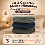 Kit 3 Cobertor Manta Microfibra Cama Casal Padrão Soft Estampada