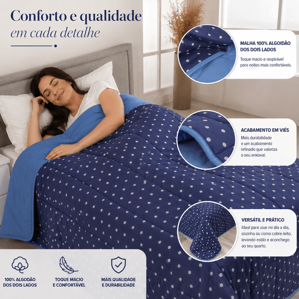 Edredom Malha 100% Algodão Casal Solteiro Queen E King Cobertor Dupla Face Antialérgico Premium Flower