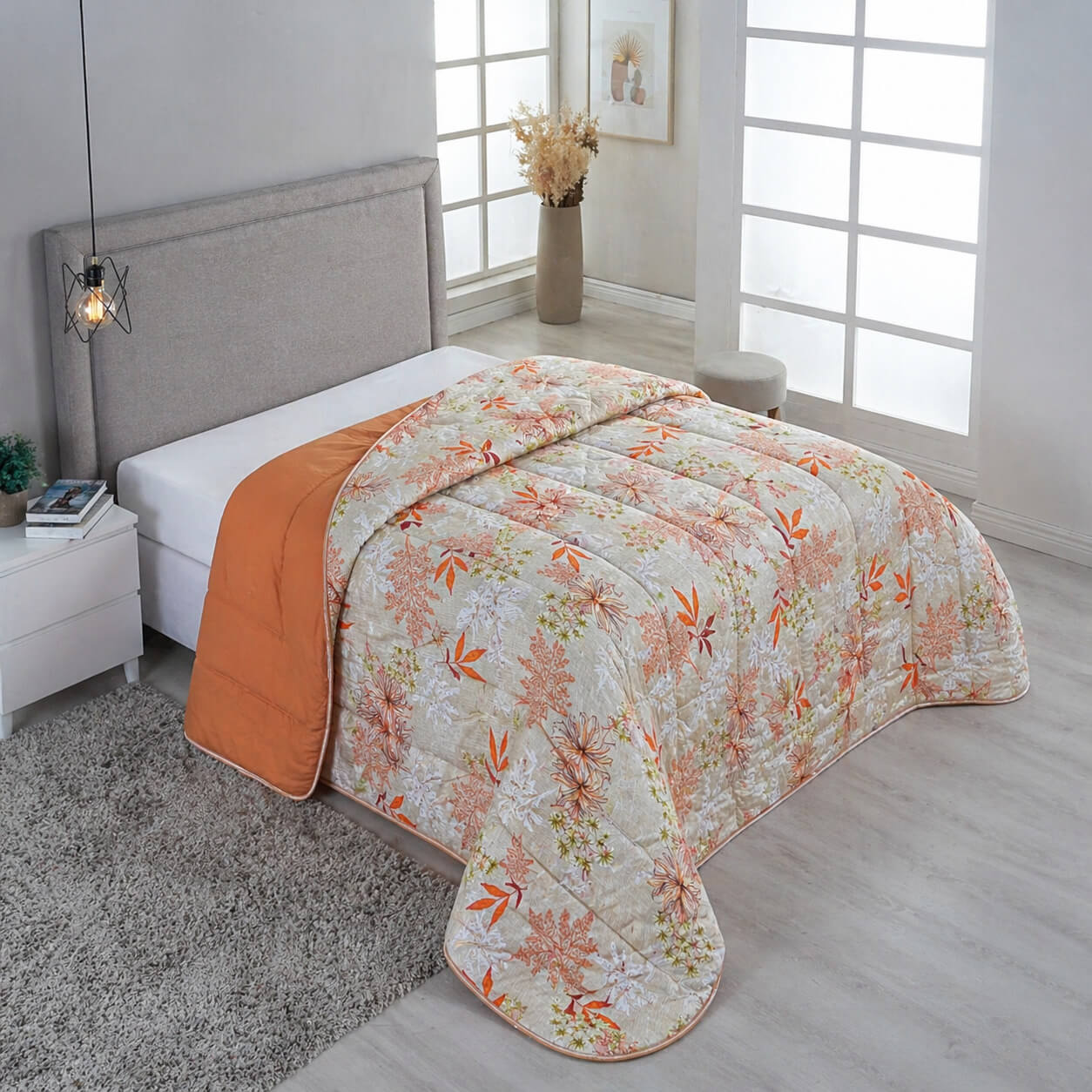 Edredom Malha 100% Algodão Casal Solteiro Queen E King Cobertor Dupla Face Antialérgico Premium Flower